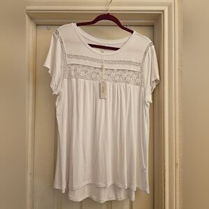 Elegant White Lace Trim Top